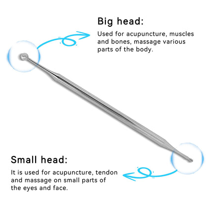 Agatige Dual Head Facial Reflexology Tool - Stainless Steel Acupressure Pen 15cm