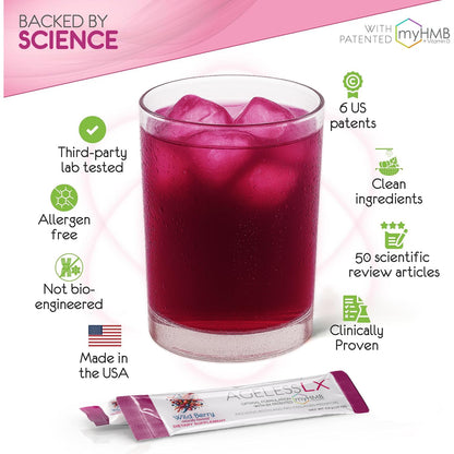 AgelessLX Wild Berry Powder for Women – HMB, D3/K2, Biotin, Horsetail, 30 Packets