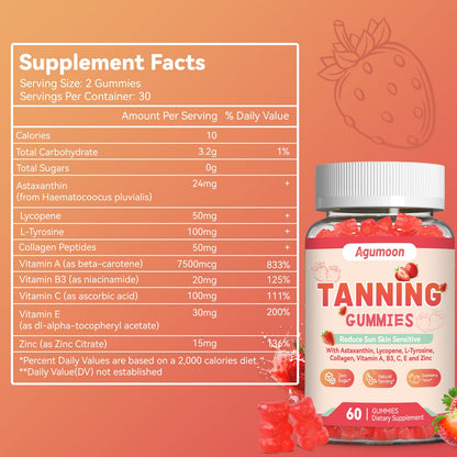Agumoon Tanning Gummies – Vegan Self-Tan Supplement (60 Gummies)