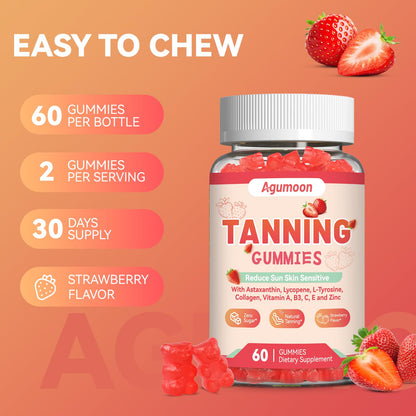 Agumoon Tanning Gummies – Vegan Self-Tan Supplement (60 Gummies)