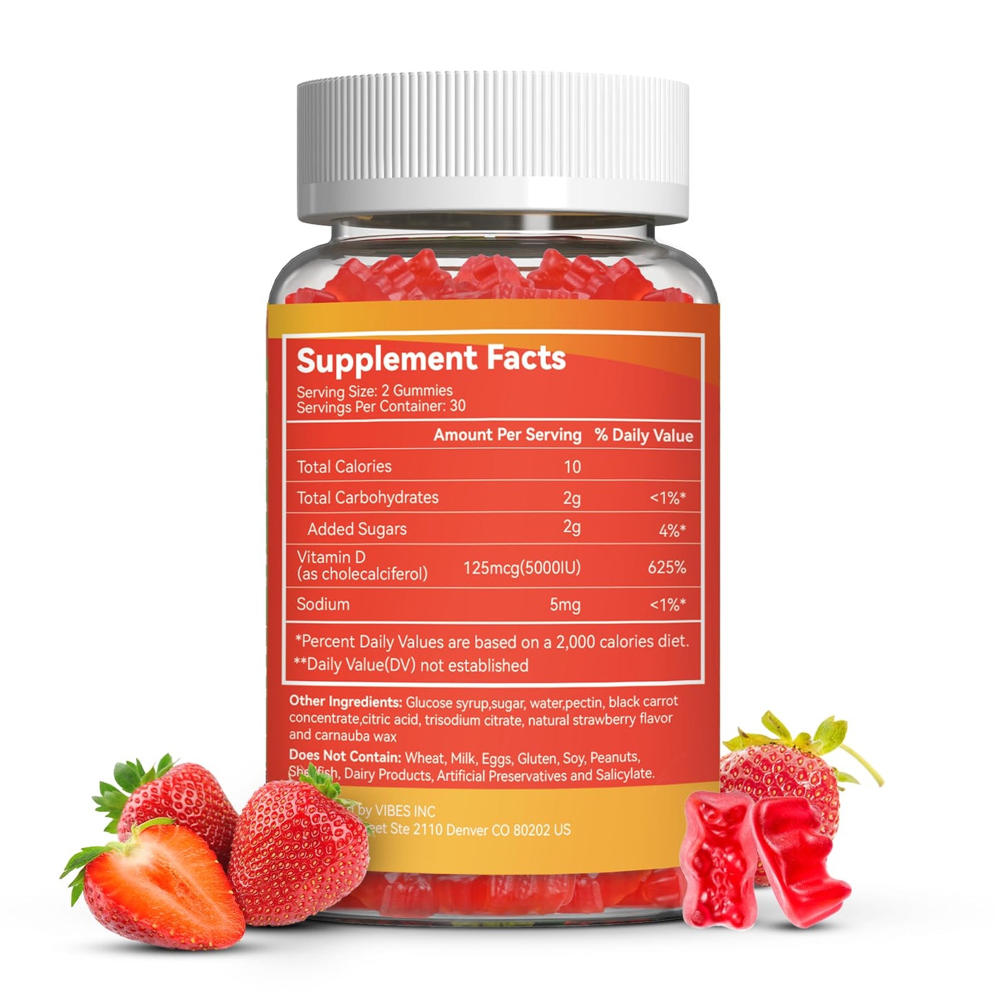 Agumoon Vitamin D3 5000 IU Gummies – 120 Count, Strawberry – Immune Support