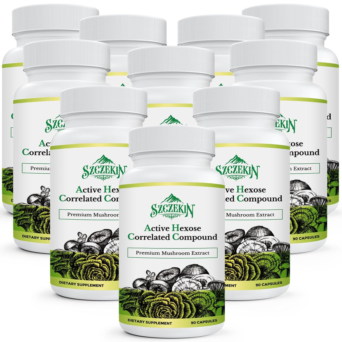 SZCZEKIN Active Hexose Correlated Compound 1500 mg - 8 Mushroom Extract Immune Support, 90 Vegan Capsules