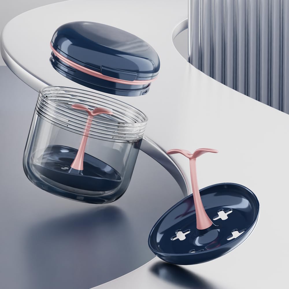 Aidarmoll Retainer Case – Denture Bath Cup with Drain Tray & Mirror