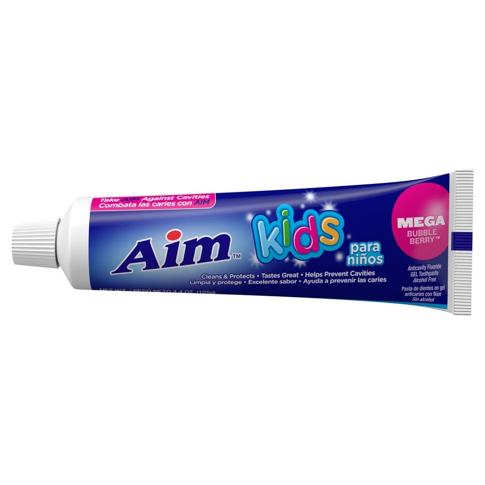 Aim Kids Gel Fluoride Toothpaste - Mega Bubble Berry 4.4 oz Pack of 2