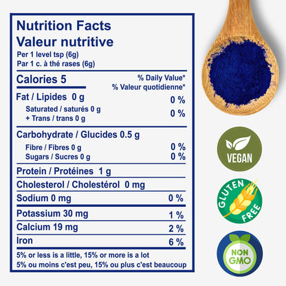 Aimgrow Blue Spirulina, Antioxidant Rich Blue Spirulina Powder, Non-GMO and Gluten-Free, 50 Grams