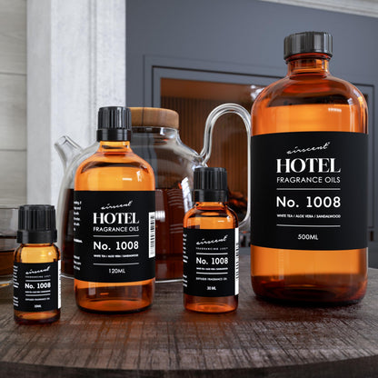 AirScent Hotel Diffuser Oil No. 1008 - White Tea, Aloe Vera & Sandalwood - 500 mL Glass Bottle