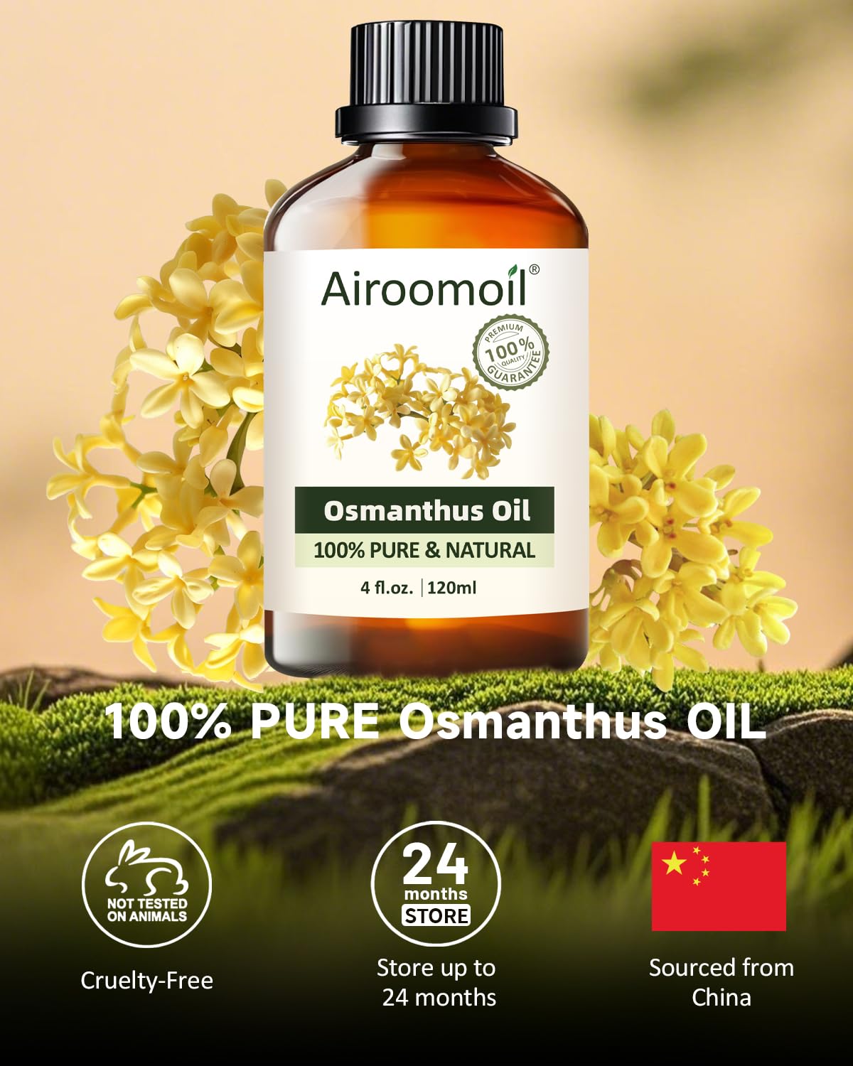 Airoomoil Osmanthus Essential Oil – 100% Natural, Premium Grade, 4 oz (120 ml)
