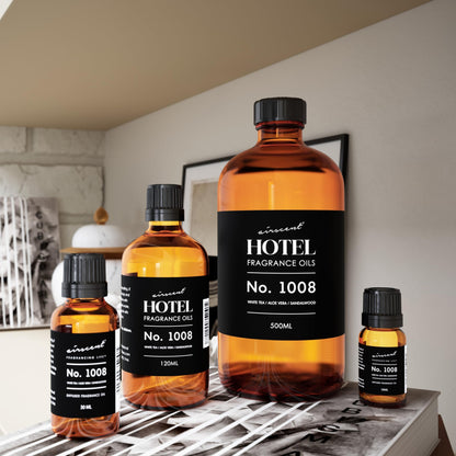 AirScent Hotel Diffuser Oil No. 1008 – White Tea, Aloe Vera & Sandalwood | Hotel Scent Dupe | 10 mL Glass Bottle