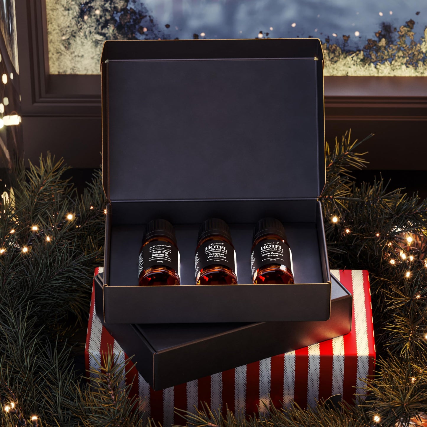 AirScent Christmas Tree Diffuser Oil 3 Pack Gift Set - 10 mL Each | Evergreen Wonderland, Balsam Fir & Snow Spruce