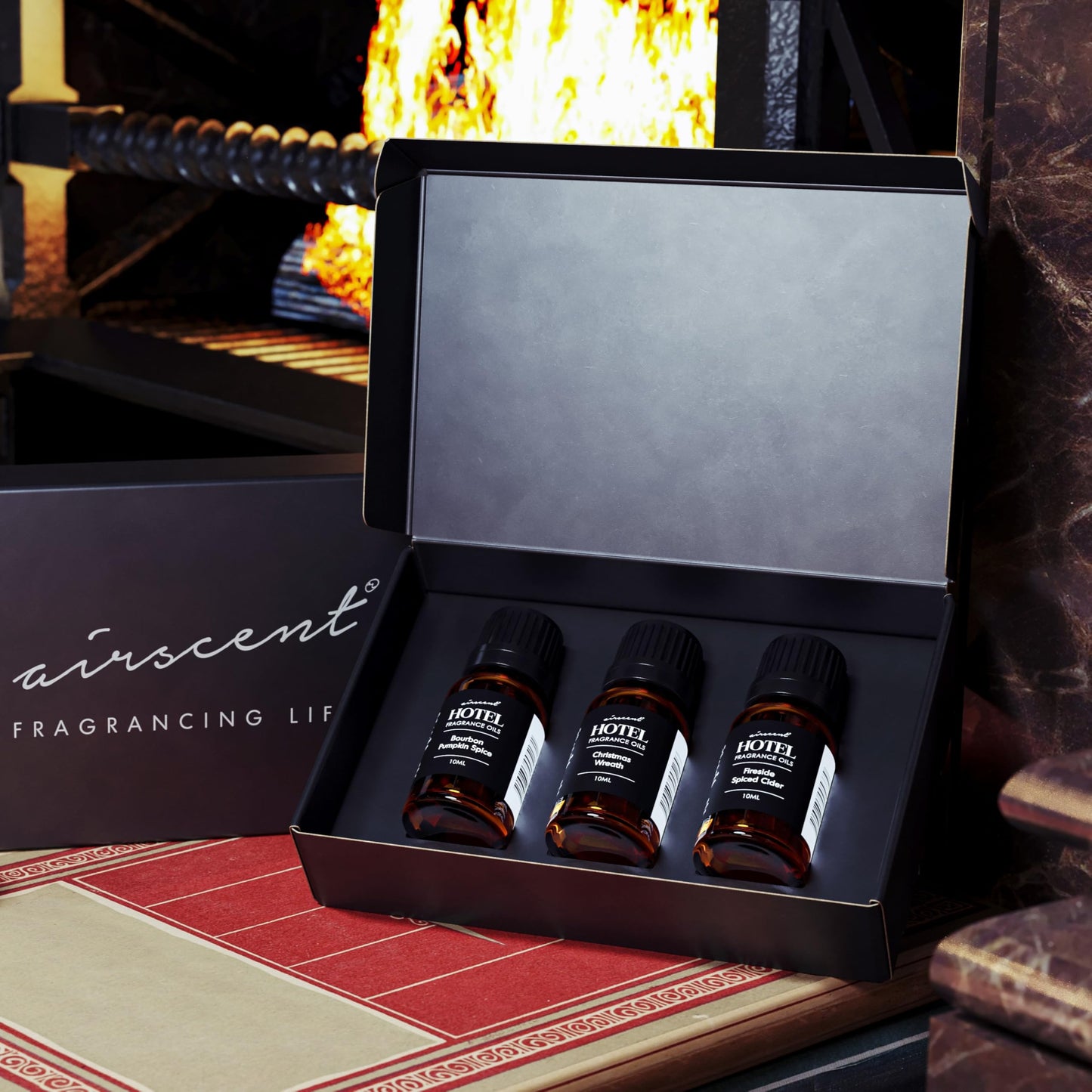 AirScent Holiday Diffuser Oil Gift Set - 3x10 mL (Bourbon Pumpkin Spice, Christmas Wreath, Fireside Spiced Cider)