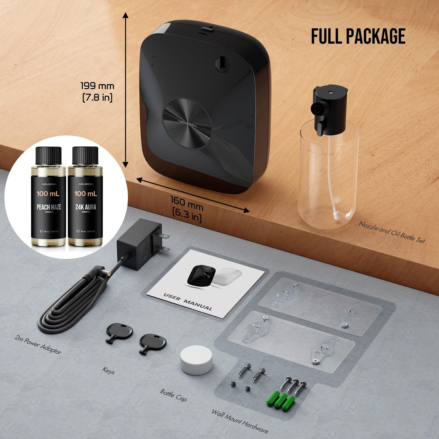 Airversa Waterless Essential Oil Diffuser 400mL – Large Rooms up to 2000 sq ft (ANA Black Kit)