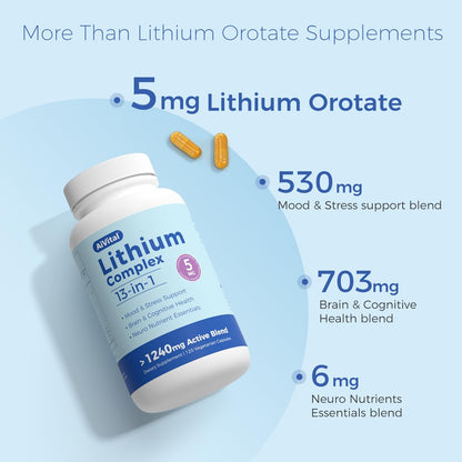 AiVital™ Lithium Orotate 5mg - 13-in-1 Daily Balance (120 Capsules)