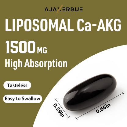 AJAXERRUE Liposomal Calcium AKG 1500 MG – Enhanced Absorption, Longevity & Energy Support, 240 Softgels