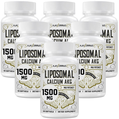 AJAXERRUE Liposomal Calcium AKG 1500 mg – Enhanced Absorption for Longevity & Metabolic Support | 60 Softgels