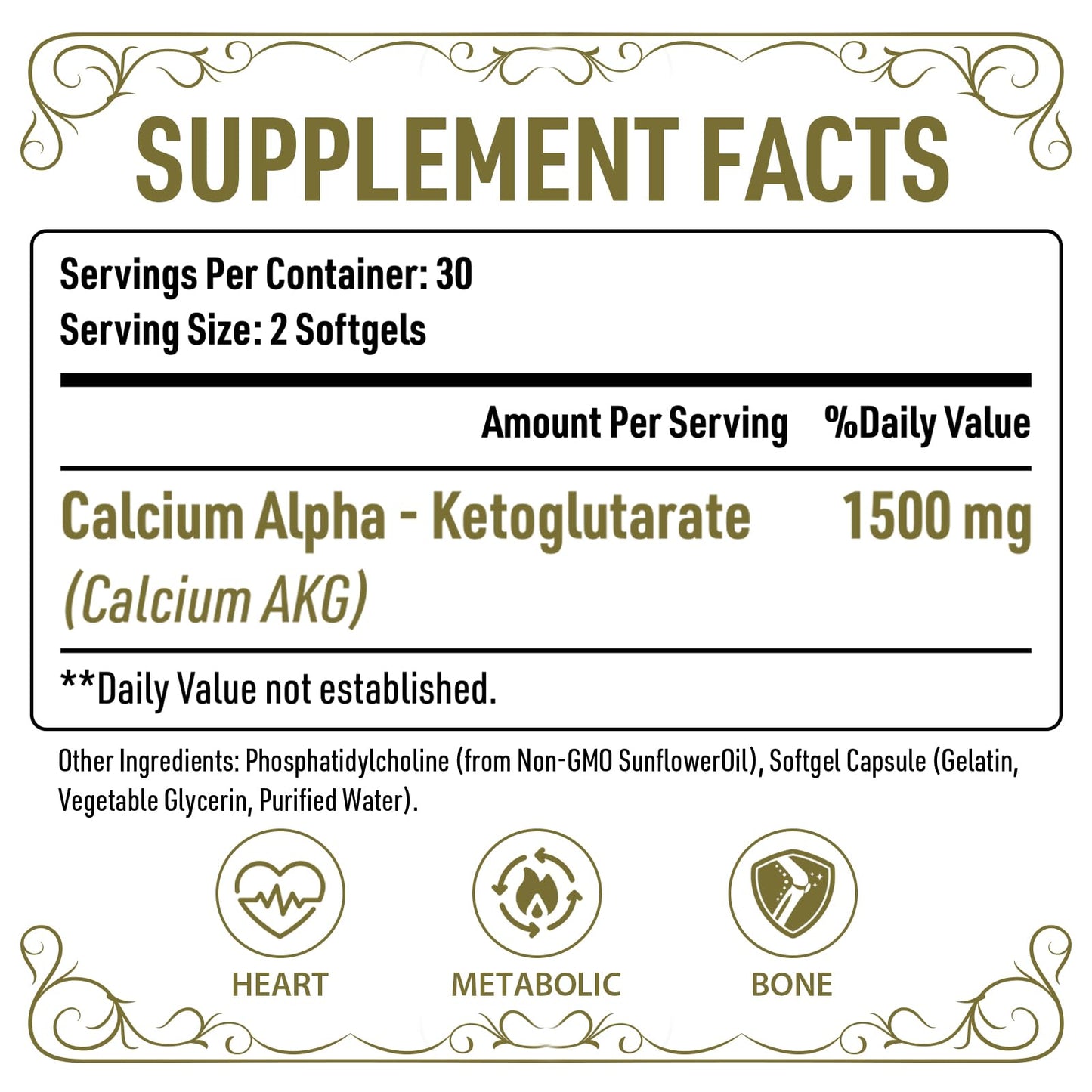 AJAXERRUE Liposomal Calcium AKG 1500 MG – Enhanced Absorption, Longevity & Energy Support, 240 Softgels