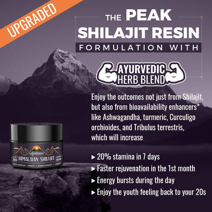 Ajoblanco 600mg Himalayan Shilajit Resin - Organic Ayurvedic Energy