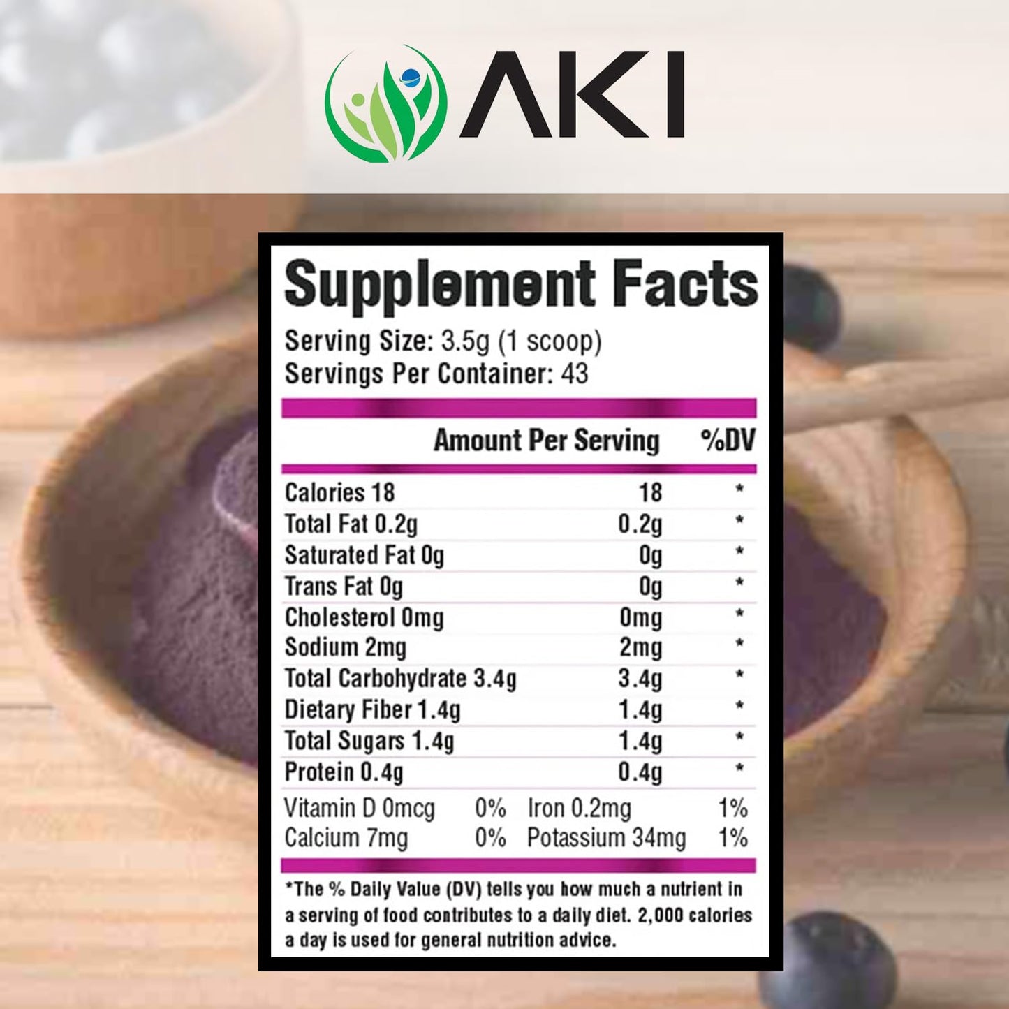 AKI Acai Powder - Non-GMO, Vegan, Gluten Free | 150g Smoothie Powder