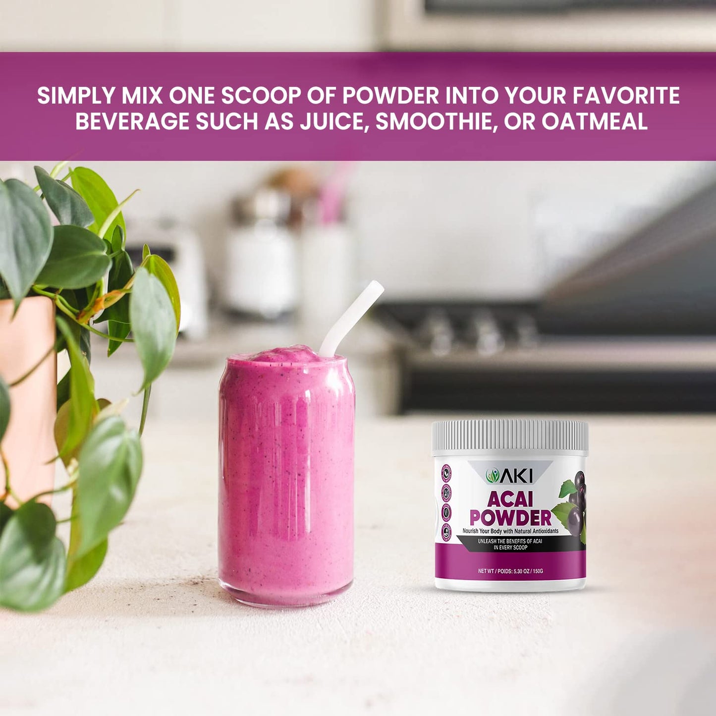 AKI Acai Powder - Non-GMO, Vegan, Gluten Free | 150g Smoothie Powder