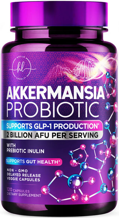 Akkermansia Probiotic 2B AFU – GLP-1 Support + Inulin Fiber | 120 Capsules | USA