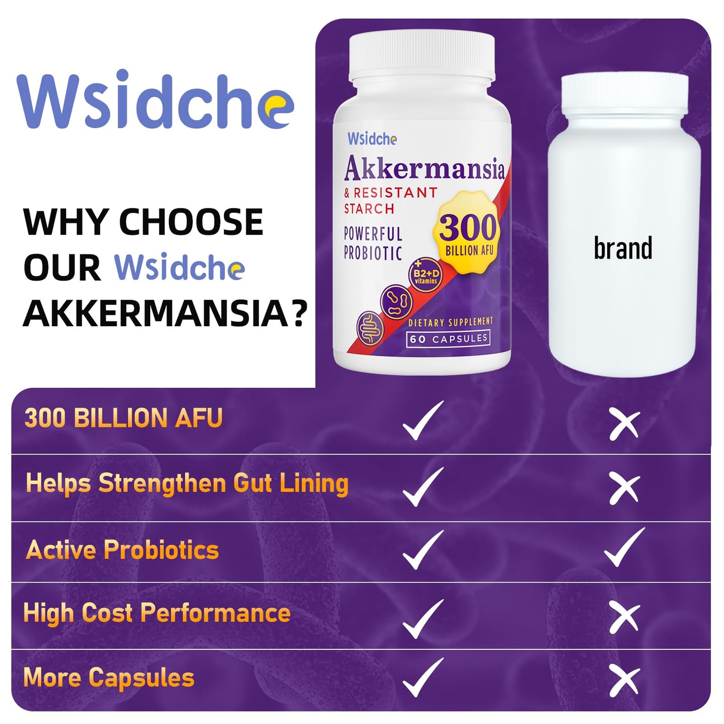 300B AFU Akkermansia Probiotic | GLP ONE Digestive & Immune Support | 60 Caps