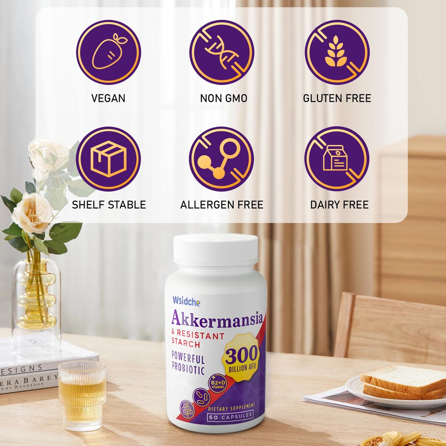 300B AFU Akkermansia Probiotic | GLP ONE Digestive & Immune Support | 60 Caps