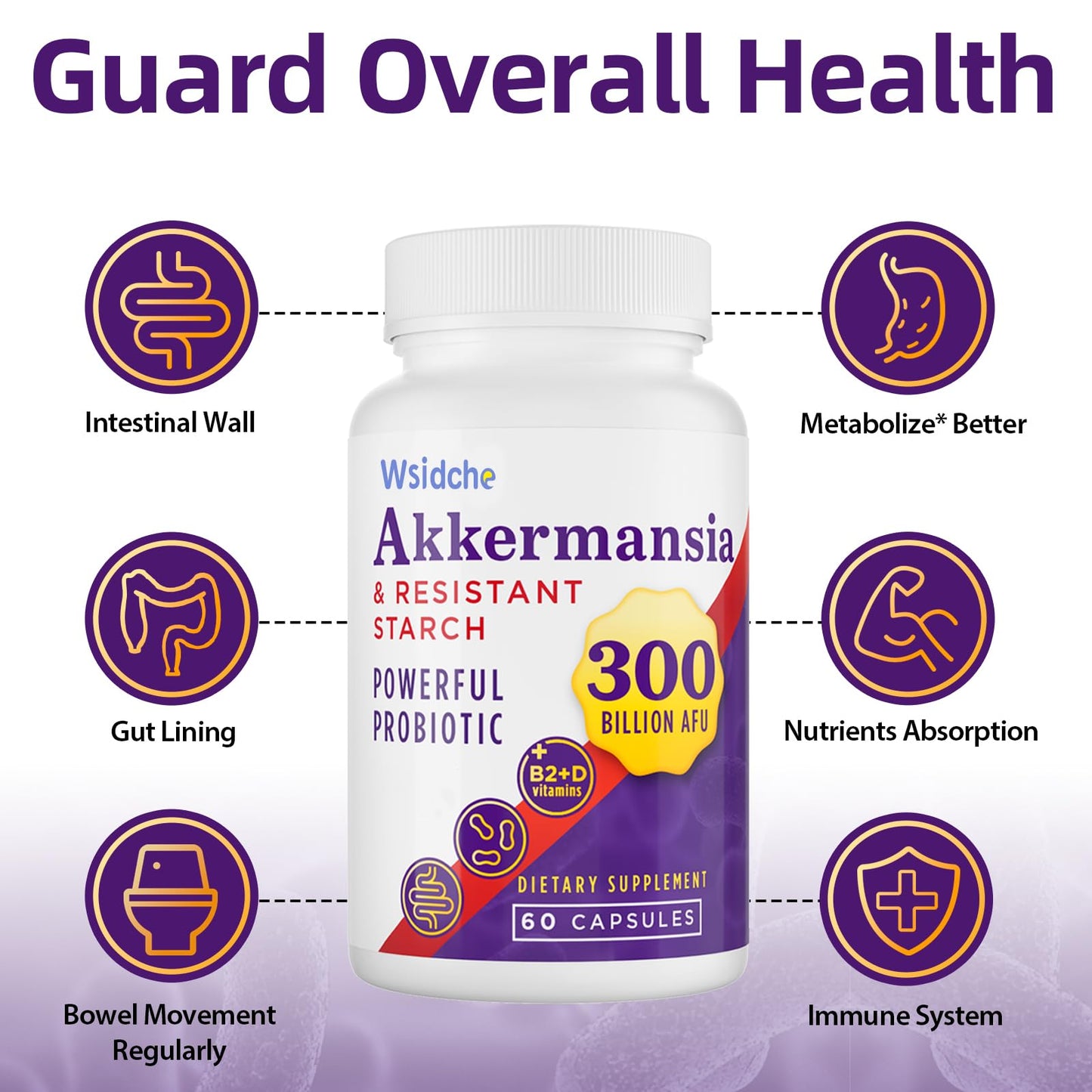 300B AFU Akkermansia Probiotic | GLP ONE Digestive & Immune Support | 60 Caps