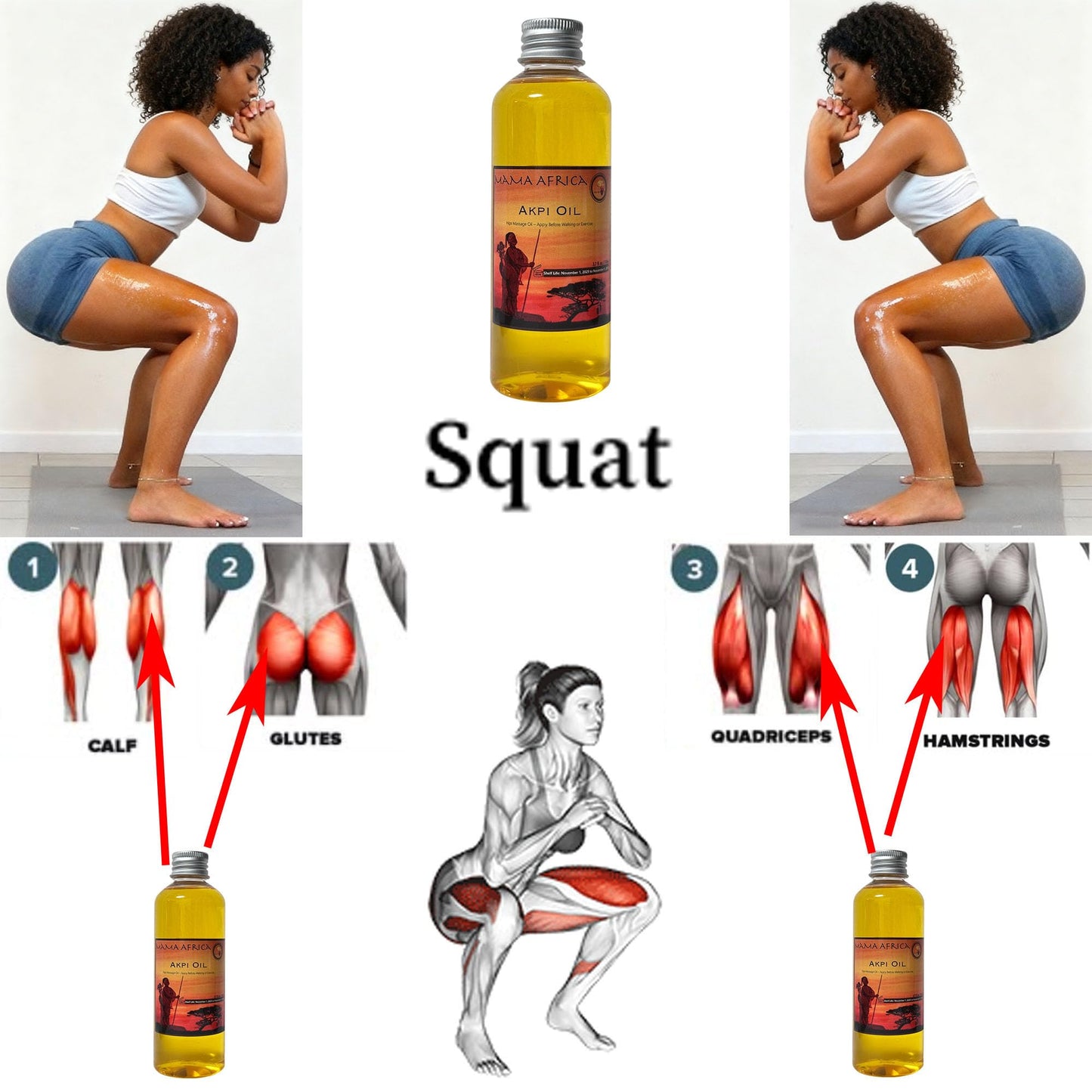 West African Akpi Seeds HIPS Massage Oil for Comfortable Movement