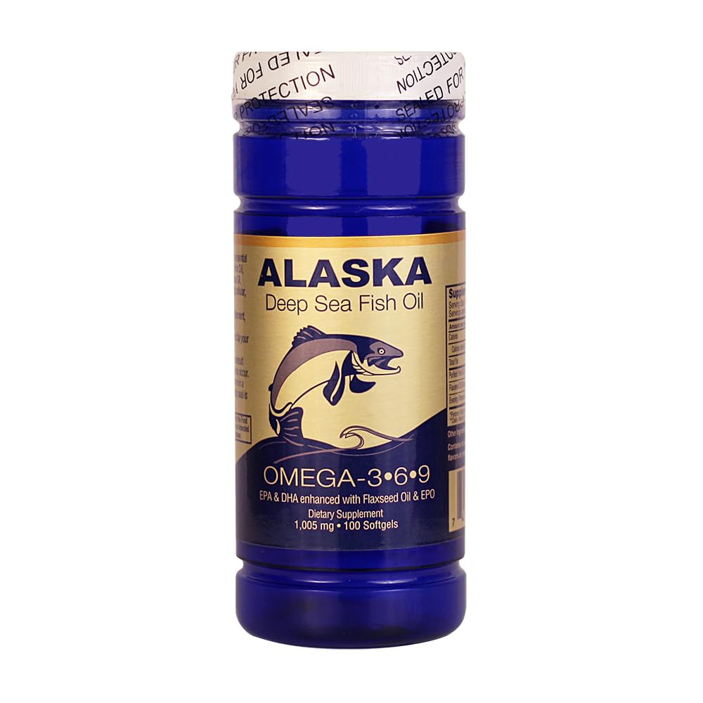 Alaska Deep Sea Fish Oil 1000 mg | Omega 3, 6, 9 - 100 Softgels | NCB