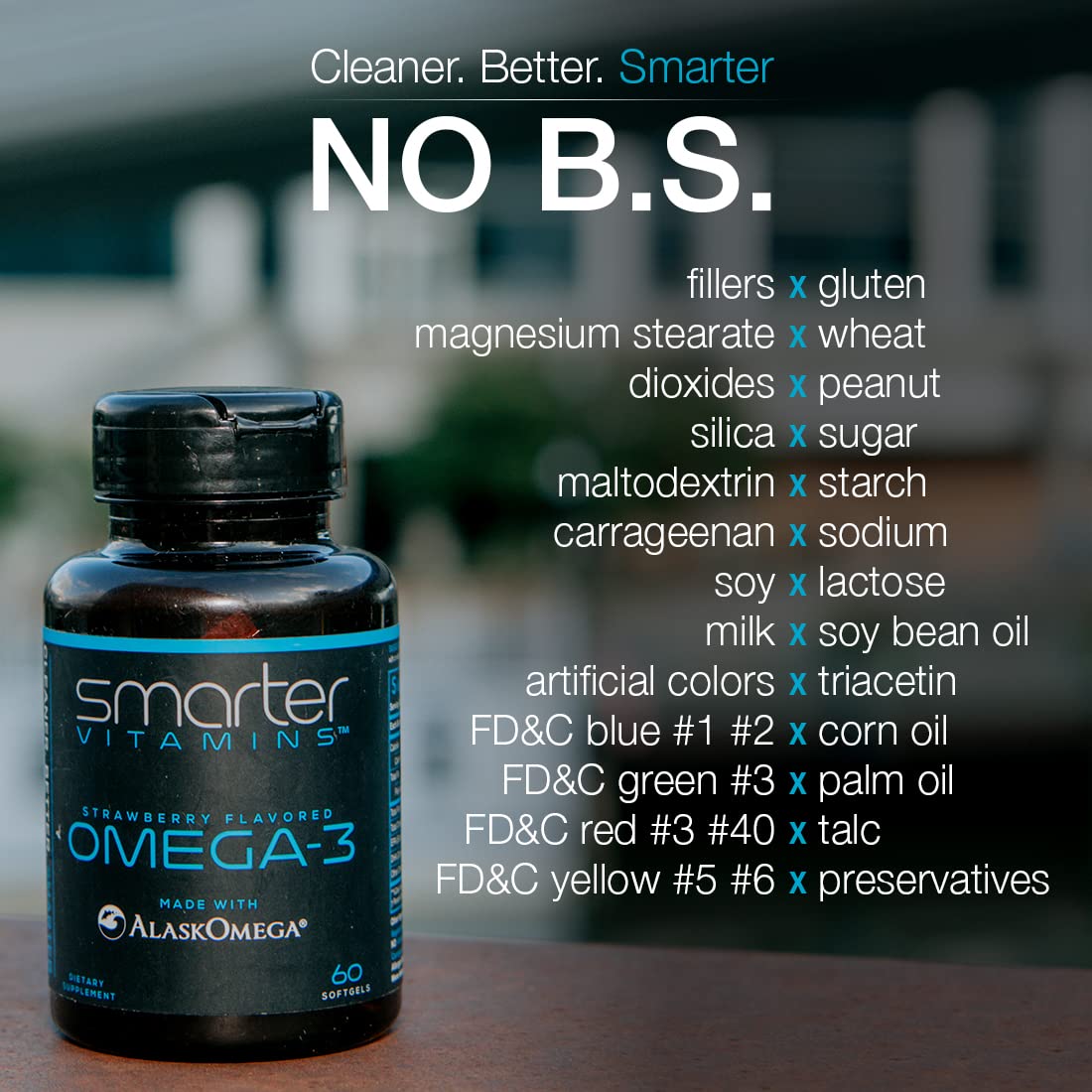 SmarterVitamins Omega-3 3-Pack: Berry Flavor Burpless Softgels, 2000mg DHA EPA (AlaskOmega)