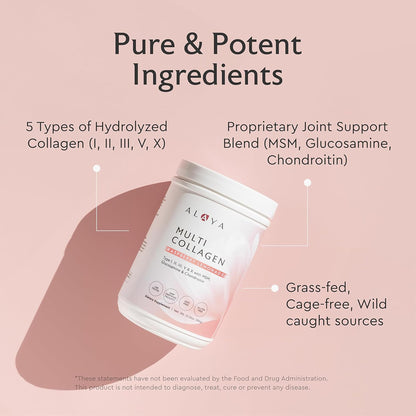 Alaya Naturals Multi Collagen Powder – Raspberry Lemonade (Type I-X)