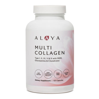 Alaya Naturals Hydrolyzed Multi Collagen Capsules – 120 Count | Grass-Fed, Marine & Chicken Sources