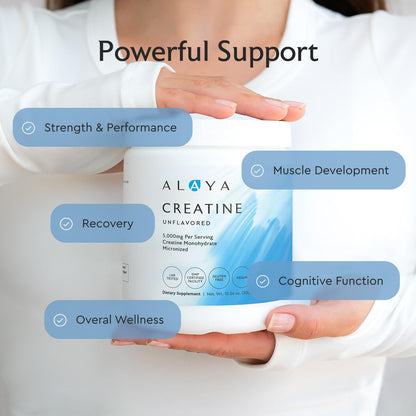 Alaya Naturals Micronized Creatine Monohydrate Powder – Flavorless, Vegan & Non-GMO (5 g)
