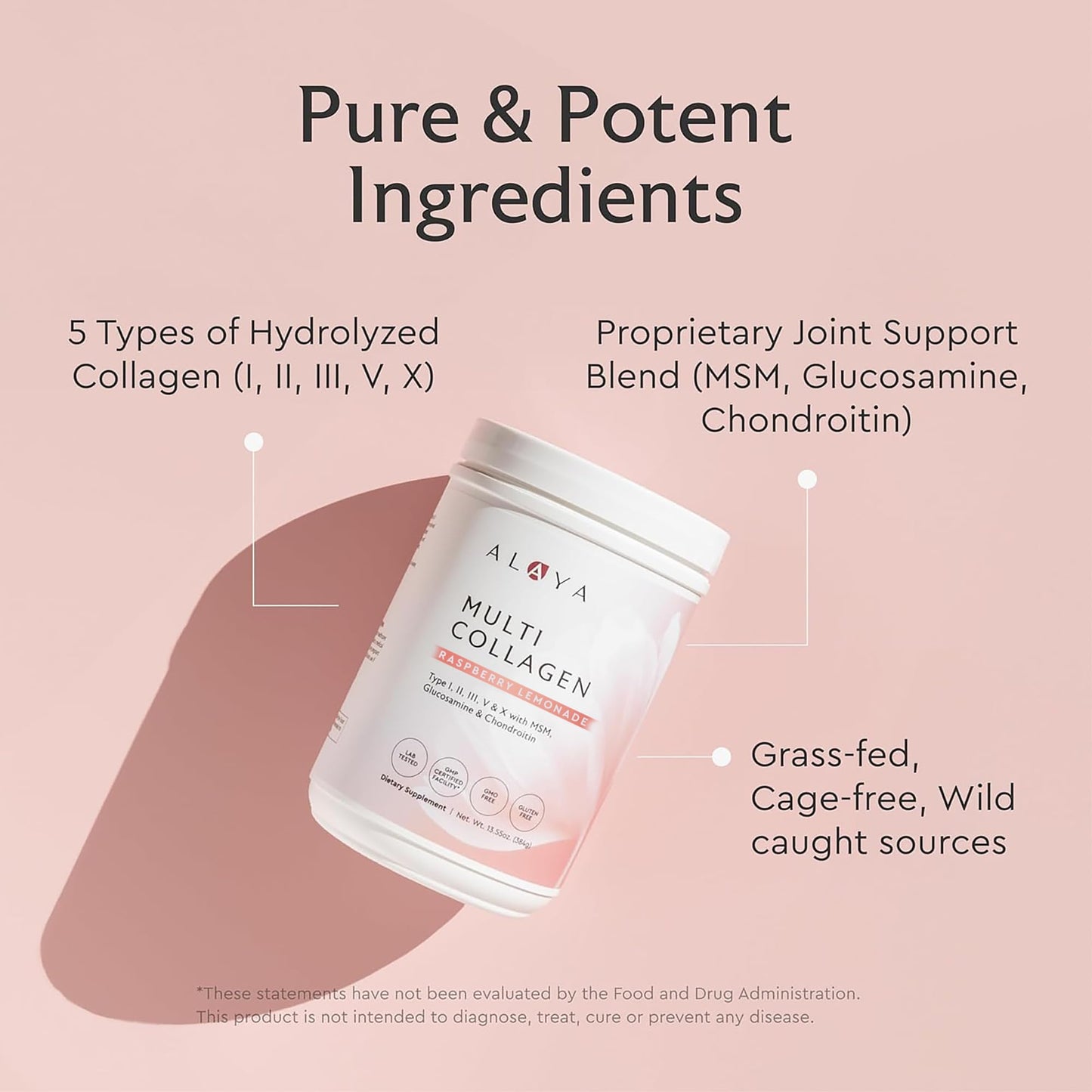 Alaya Naturals Multi Collagen Powder – Raspberry Lemonade (Type I-X)