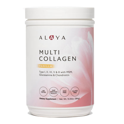 Alaya Naturals Multi Collagen Powder Vanilla – Type I, II, III, V & X with MSM + GC