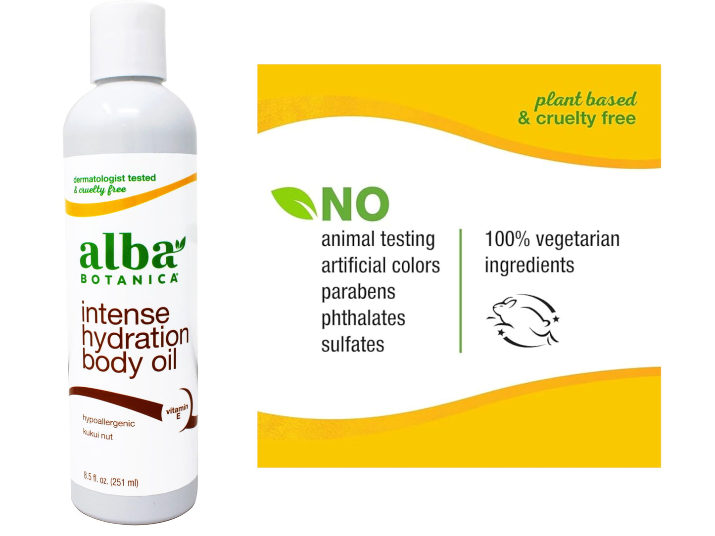 Alba Botanica Hawaiian Body Oil Kukui Nut 8.5 oz – 2 Pack | Hydrating, Fast-Absorbing Oil
