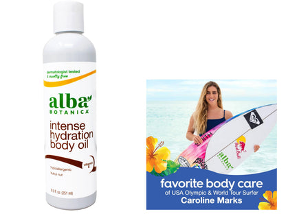 Alba Botanica Hawaiian Body Oil Kukui Nut 8.5 oz – 2 Pack | Hydrating, Fast-Absorbing Oil