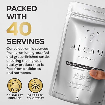 Alcami Elements New Zealand Grass-Fed Colostrum Powder – Immune Support & Gut Health