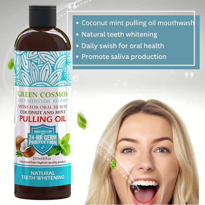 Coconut Mint Pulling Oil Mouthwash 237ml - Ayurvedic, Alcohol & Fluoride Free