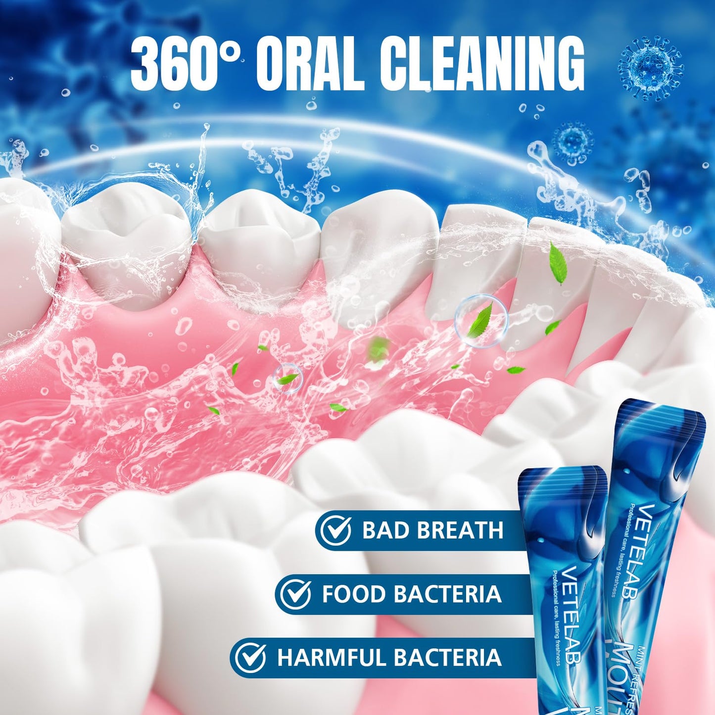 Portable Travel Mouthwash Packets – Alcohol & Fluoride-Free, 12-Hour Fresh Breath (Pack of 20)