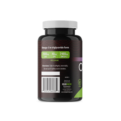 Plant-Based Omega-3 EPA & DHA from Algae | Vegan, Organic | 120 Softgels
