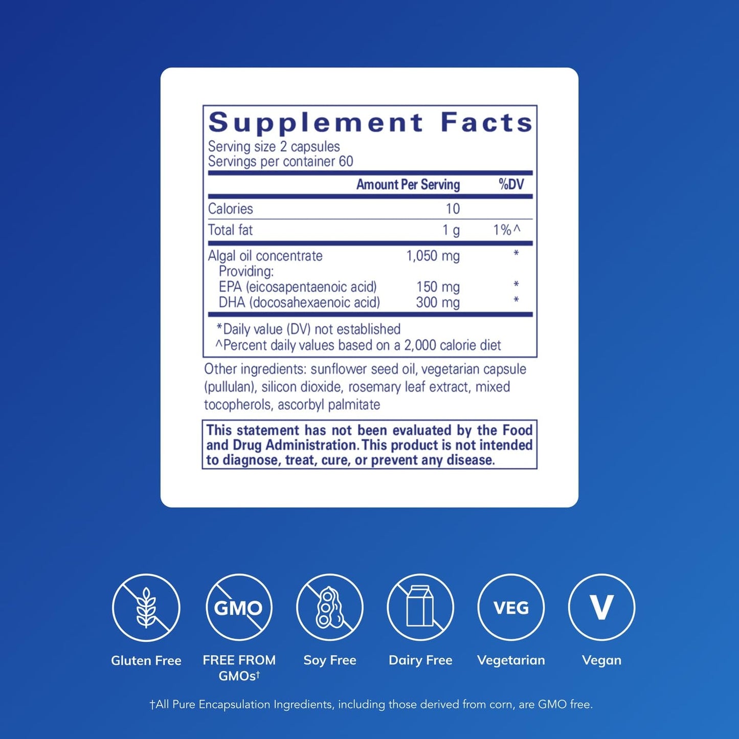 Pure Encapsulations EPA/DHA Vegetarian – Algae-Derived Omega-3, 120 Capsules