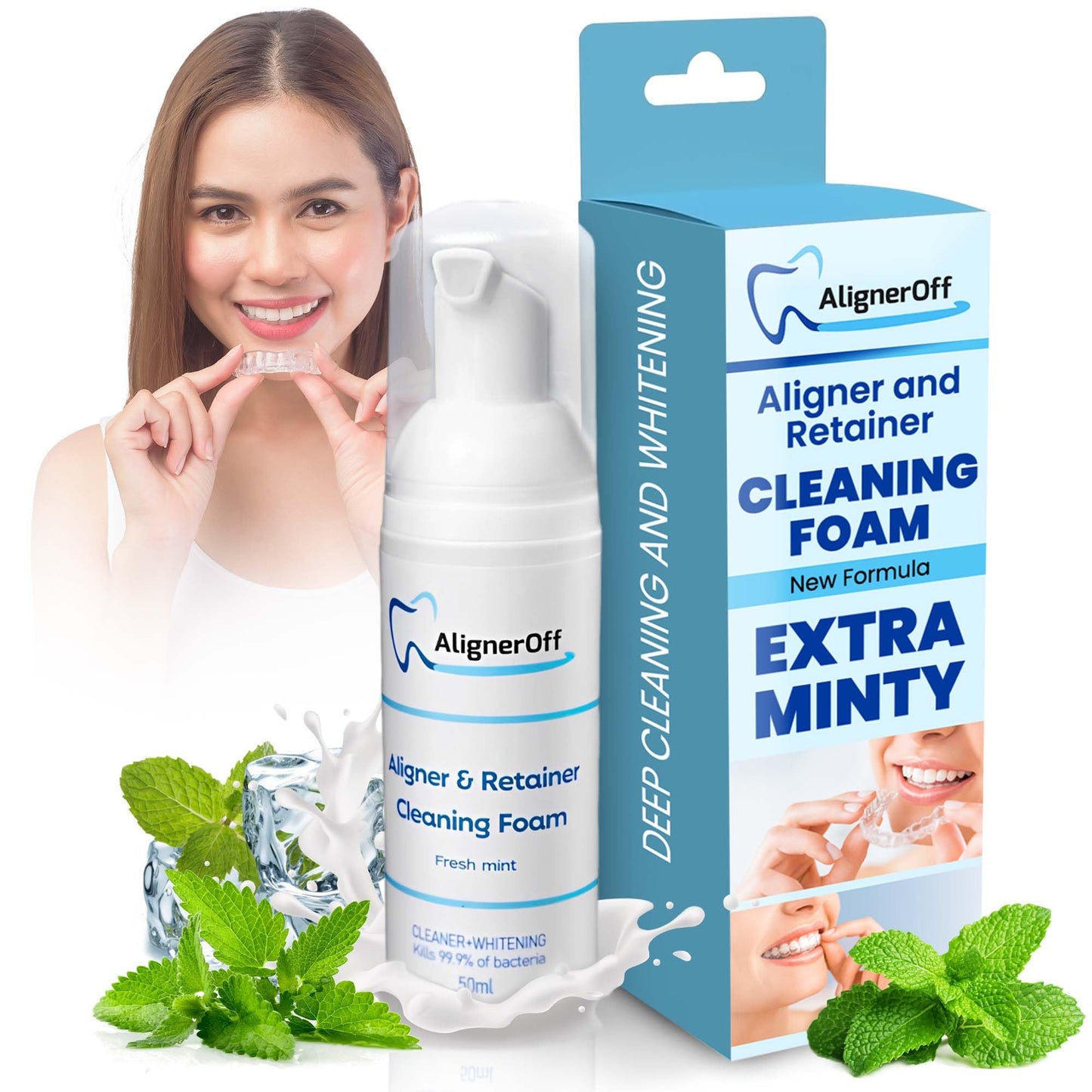 AlignerOff White Foam Retainer Cleaner – Whitening Formula 50ml