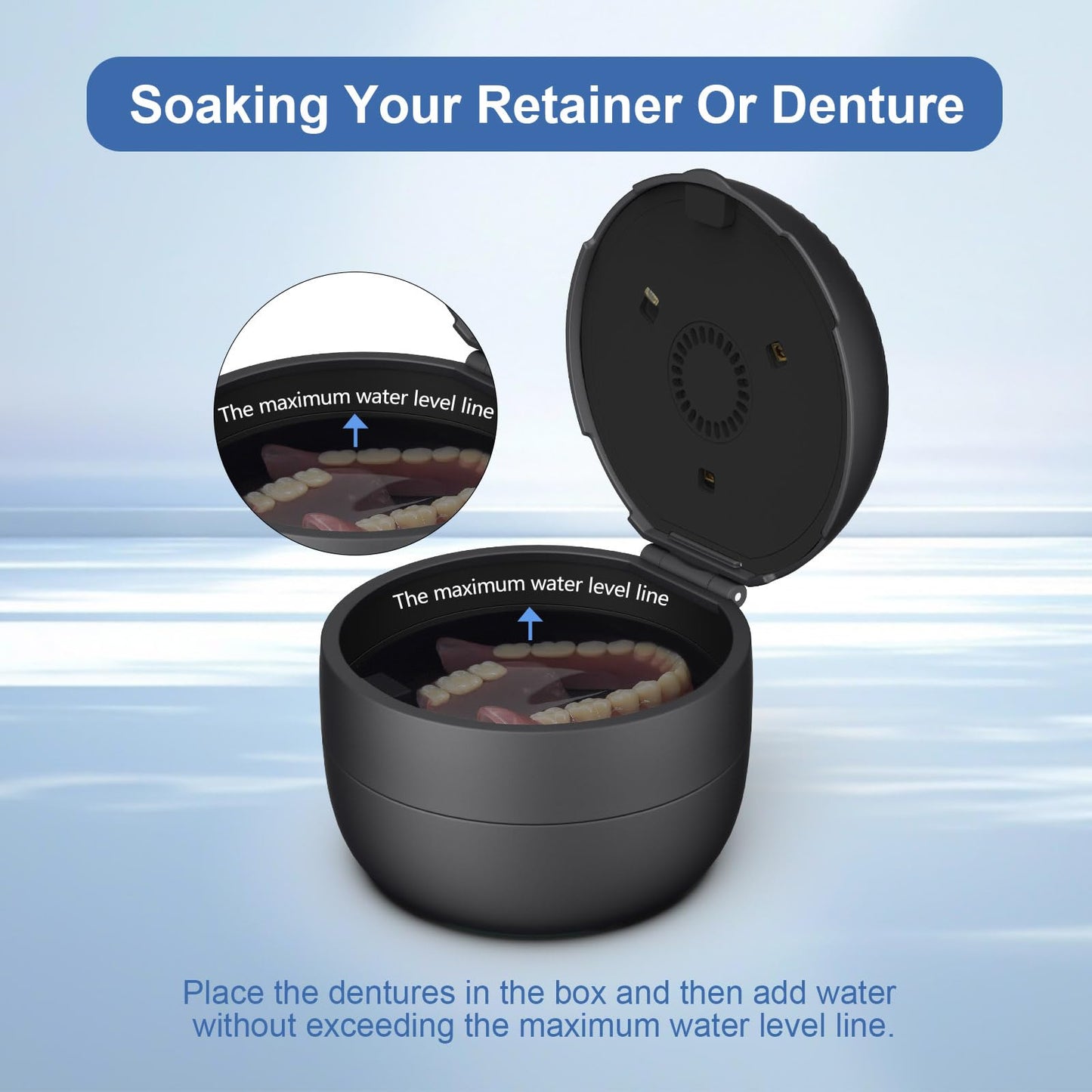 All-in-One Denture & Retainer Case – Soaking, Sanitizing & Freshening