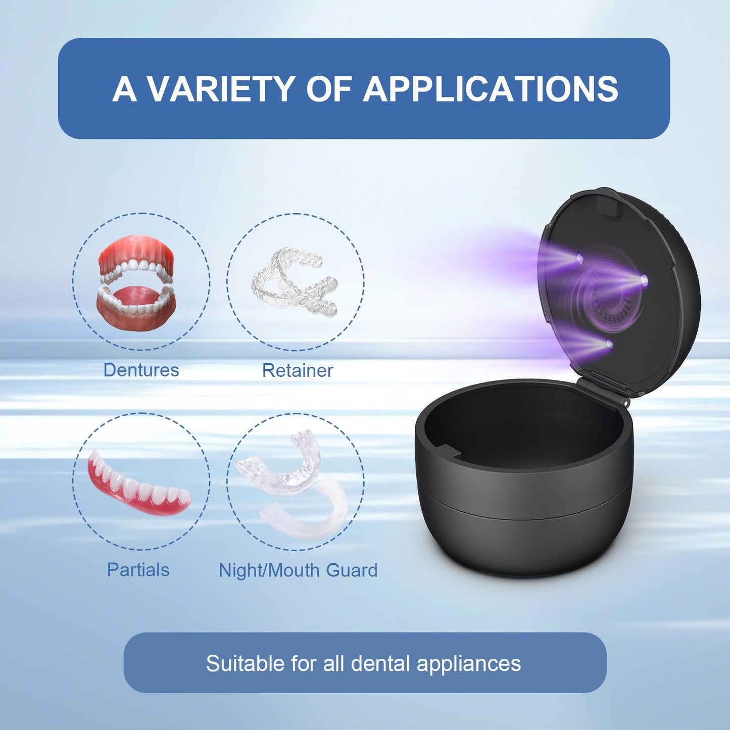 All-in-One Denture & Retainer Case – Soaking, Sanitizing & Freshening