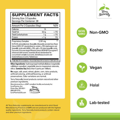 Terry Naturally Curamin - Curcumin with Boswellia, DLPA & Nattokinase - 90 Vegan Capsules