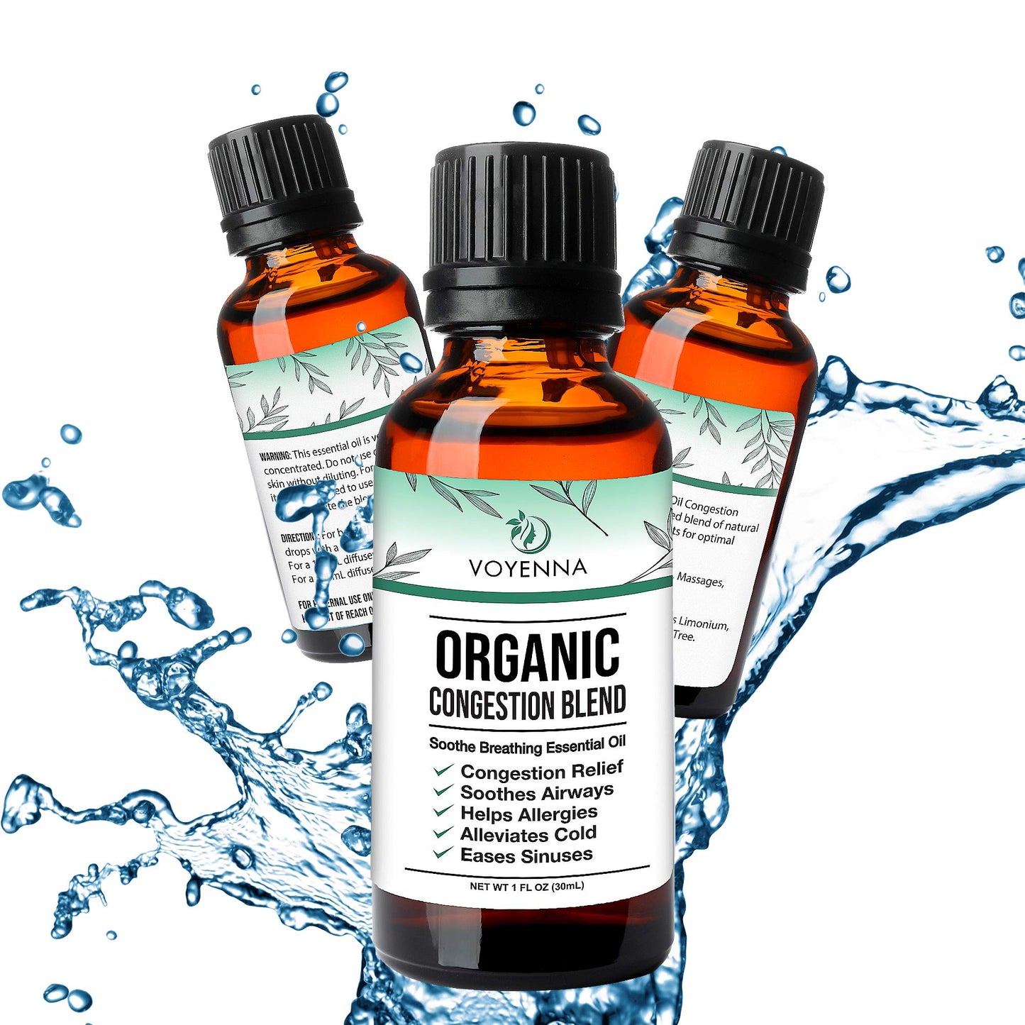 Essential Oil Breathe Blend for Diffuser, Humidifier, Aromatherapy & Rub with Peppermint & Eucalyptus Oils | for Headache, Allergy & Congestion