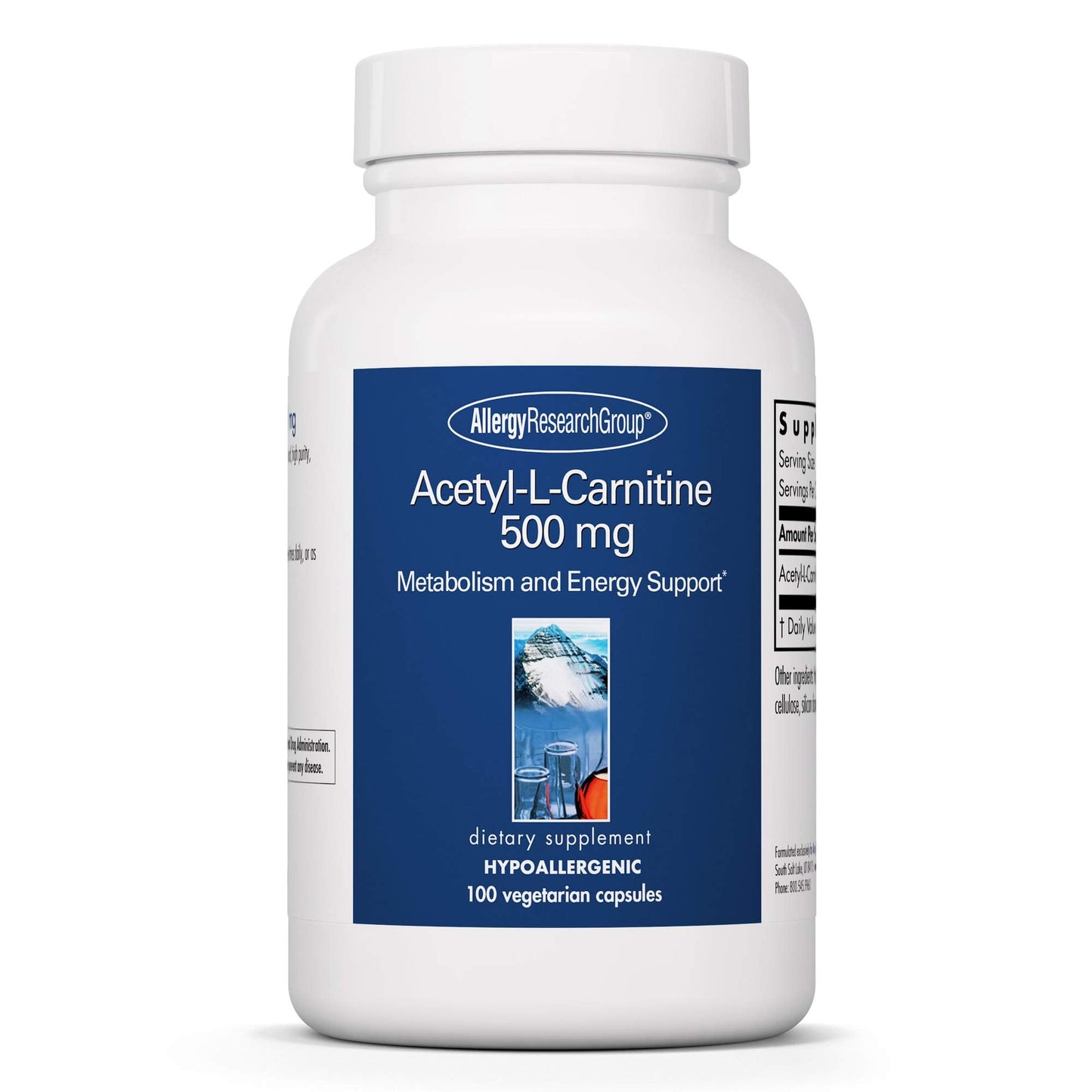 Allergy Research Group Acetyl-L-Carnitine 500mg – Metabolism & Energy Support, 100 Count
