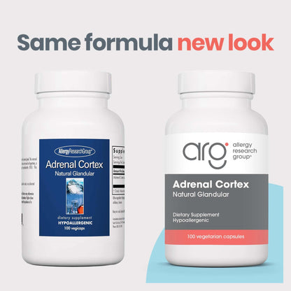 Allergy Research Group Adrenal Cortex Support - Adrenal Glandular Supplement, Immune Function, 100mg Adrenal Extract, Bovine - 100 Count