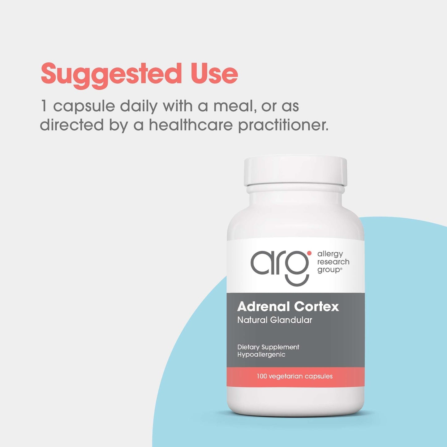 Allergy Research Group Adrenal Cortex Support - Adrenal Glandular Supplement, Immune Function, 100mg Adrenal Extract, Bovine - 100 Count