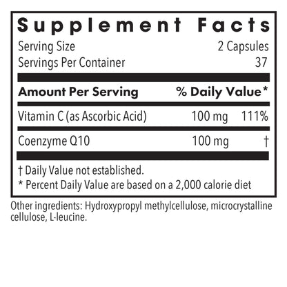 Allergy Research Group CoQ10 Supplement - Vitamin C, Heart Health, Ubiquinol 50mg | Vegetarian Capsules 75 Count